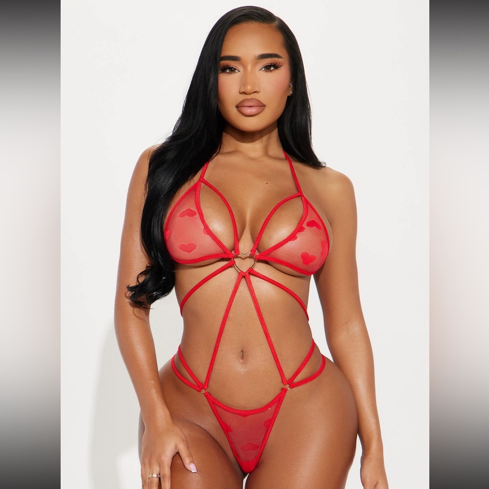 Strappy red lingerie